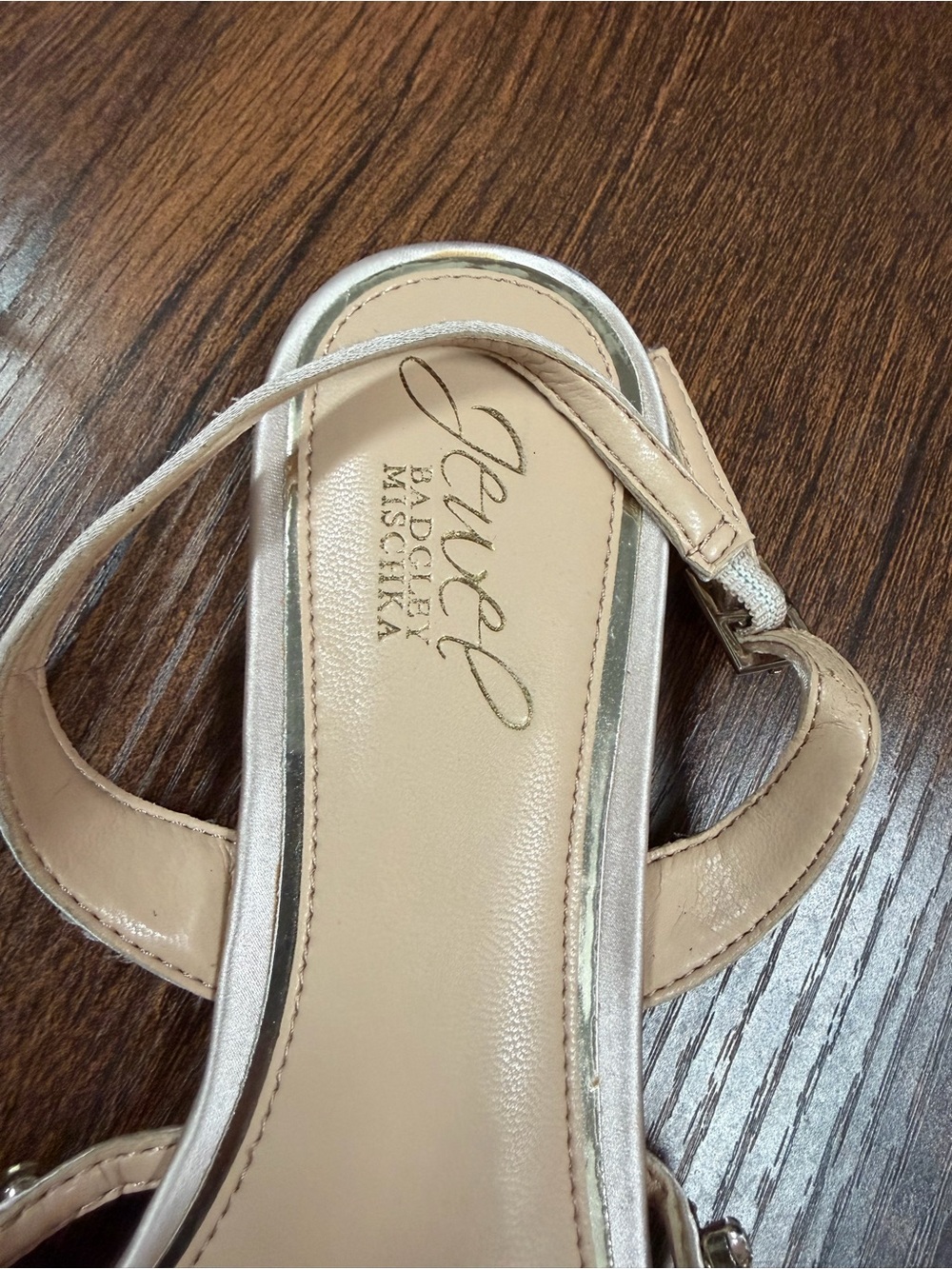 Jewel Badgley Mischka Cream Pointed Slingback Flats with Crystal Trim - Picture 2 of 4